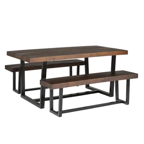 Walker Edison 3 Piece Farmhouse Dining Set Mahogany Black At