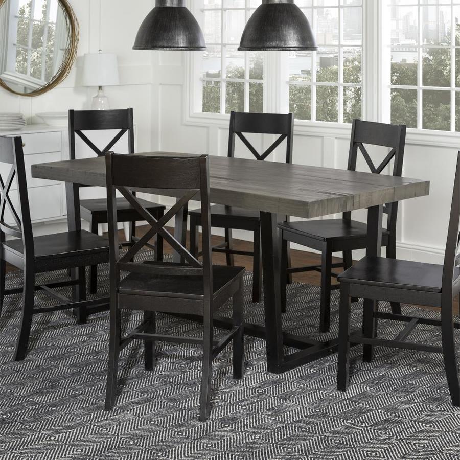 Walker Edison Grey/Black Dining Room Set with Rectangular Table in the ...