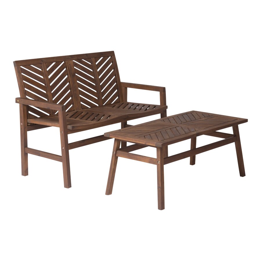 Walker Edison 3 Piece Wood Frame Patio Conversation Set In The Patio Conversation Sets Department At Lowes Com