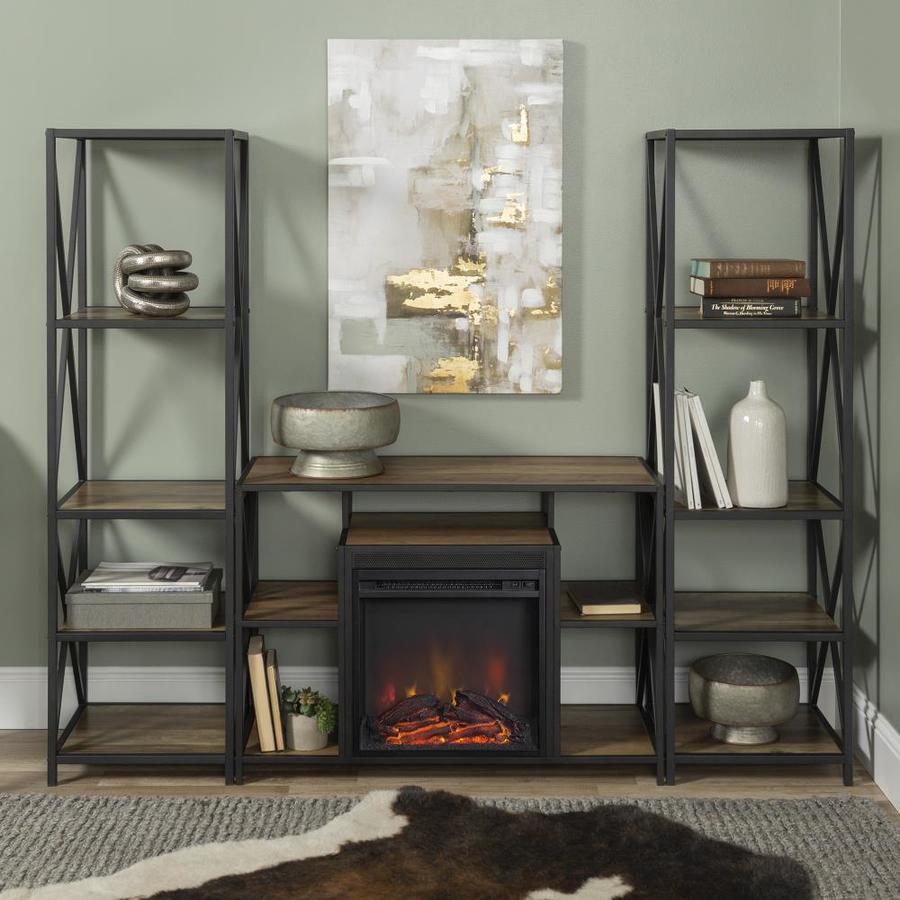 Walker Edison Rustic Oak Fireplace Tv Stand At Com Walker Edison Rustic Oak Fireplace Tv Stand