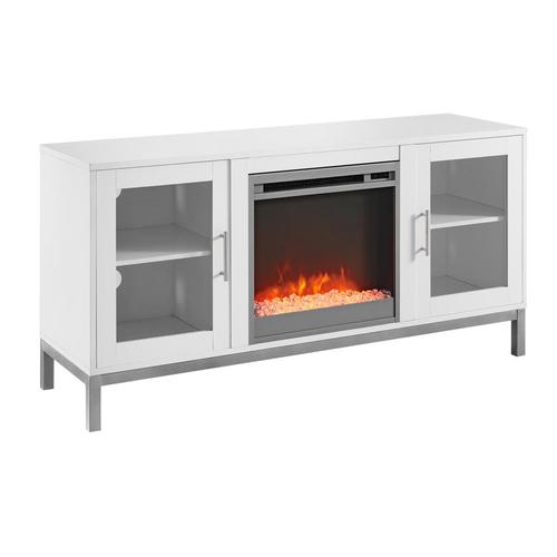 Walker Edison 52in Modern Fireplace TV Stand White at