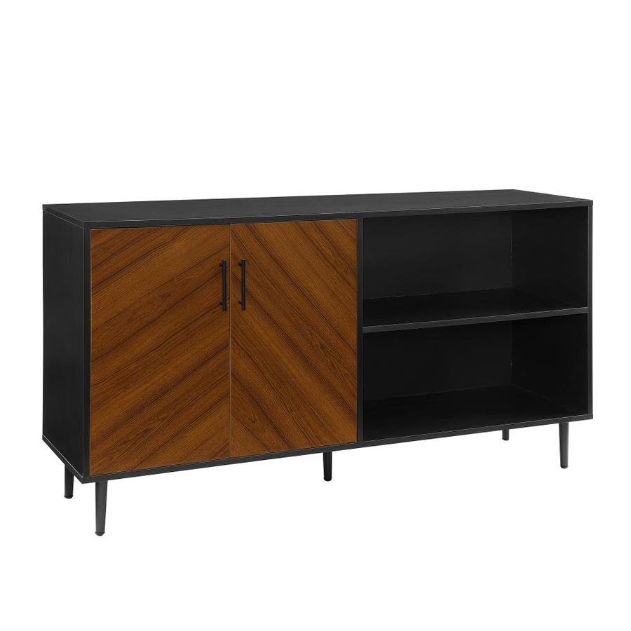 Walker Edison 58 In Mid Century Modern Tv Stand Solid Black At