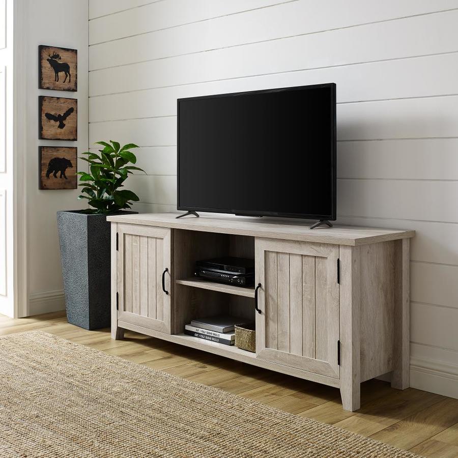 Walker Edison White Oak TV Stand (Accommodates TVs up to 60-in) in the ...