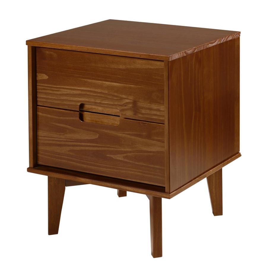 Walker Edison Walnut Pine Nightstand In The Nightstands Department At Lowes Com