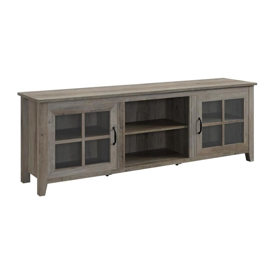 Walker Edison 70 In Farmhouse Wood Tv Stand Grey Wash At Lowes Com