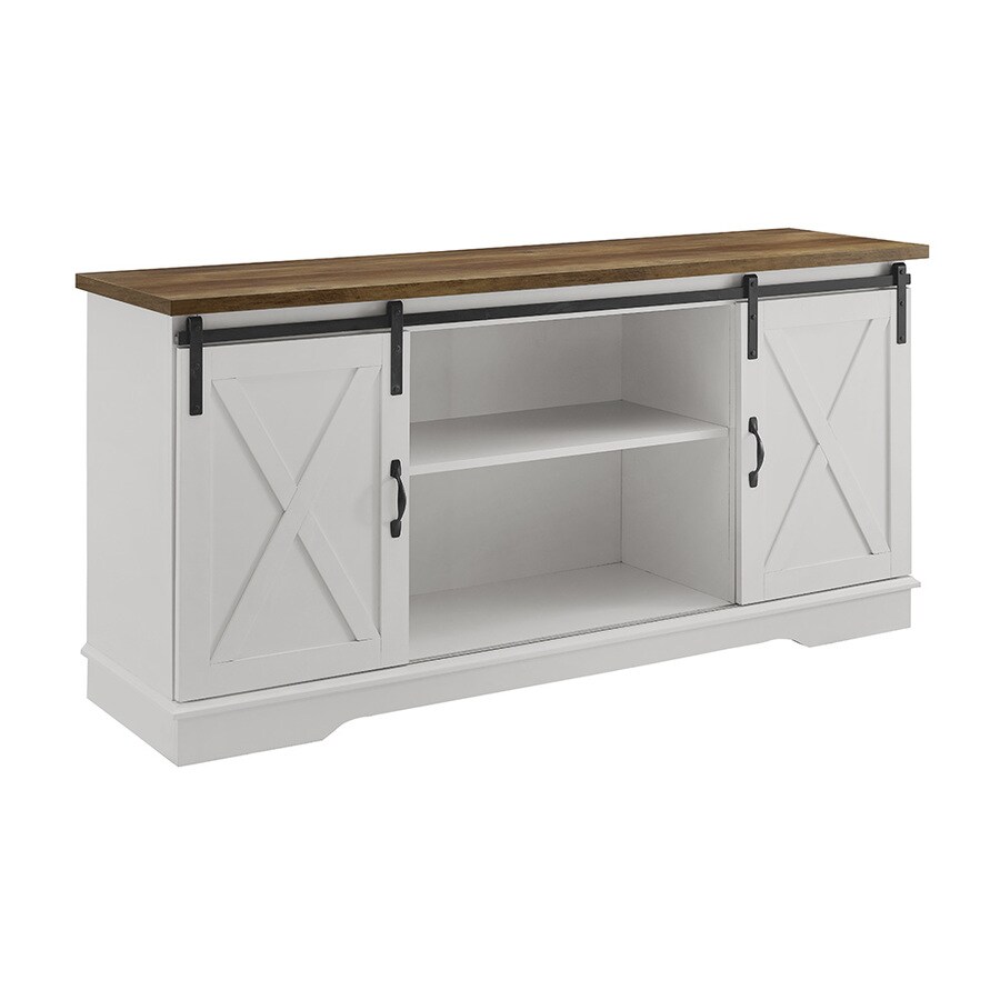 Walker Edison 58 In Modern Farmhouse Wood Tv Stand White Rustic Oak