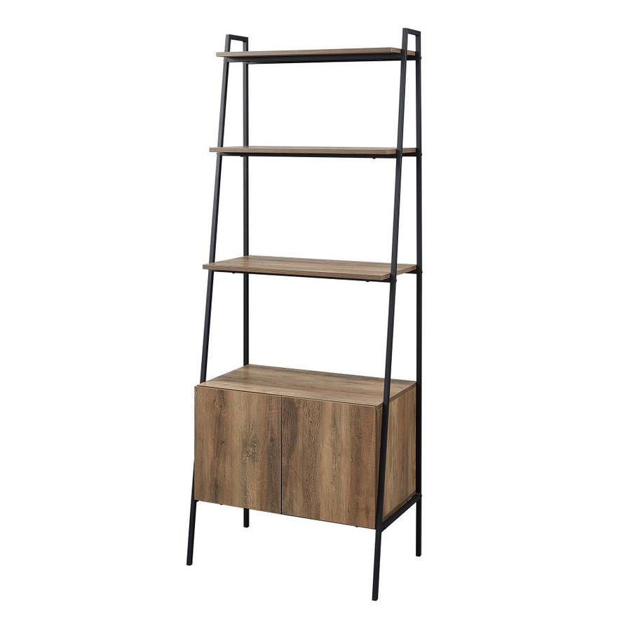 Walker Edison Rustic Oak Metal 4 Shelf Ladder Bookcase At Lowes Com