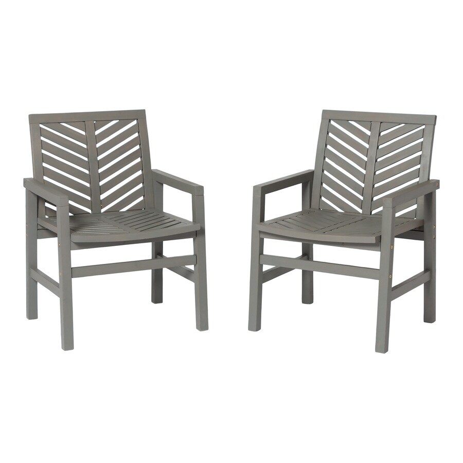 Walker Edison Set of 2 Grey Wash Wood Stationary Conversation Chair with Slat Seat