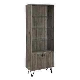 Bookcases At Lowes Walker Edison 68 In Mid Century Modern Storage Cabinet Slate Grey