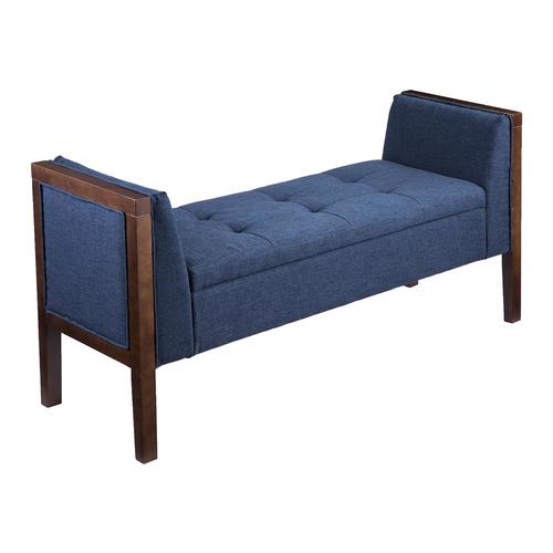 Boston Loft Furnishings Langley Casual Espresso/Navy Blue Storage Bench