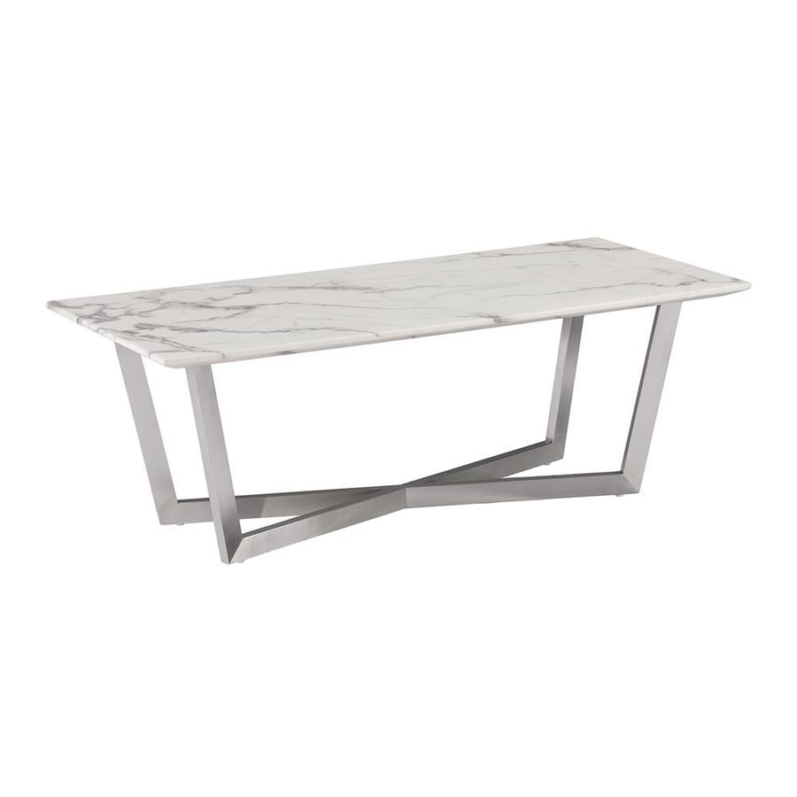 Boston Loft Furnishings Wrax Veined Ivory Marbleized Faux Marble Boston Loft Furnishings Wrax Veined Ivory Marbleized Faux Marble Rectangular Coffee Table
