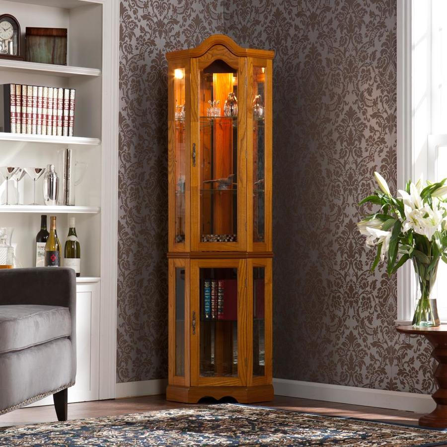 Boston Loft Furnishings Lanksten Golden Oak Oak Curio Cabinet At