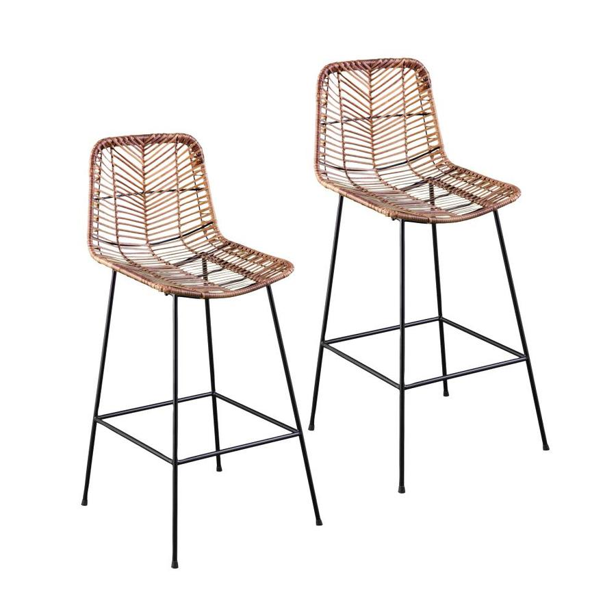 Boston Loft Furnishings Lagato Set of 2 Rattan Metal Stationary Bar ...