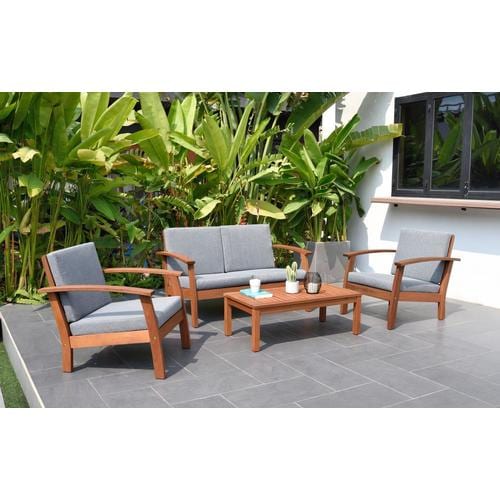 International Home Amazonia Eucalyptus 4-Piece Wood Frame Patio