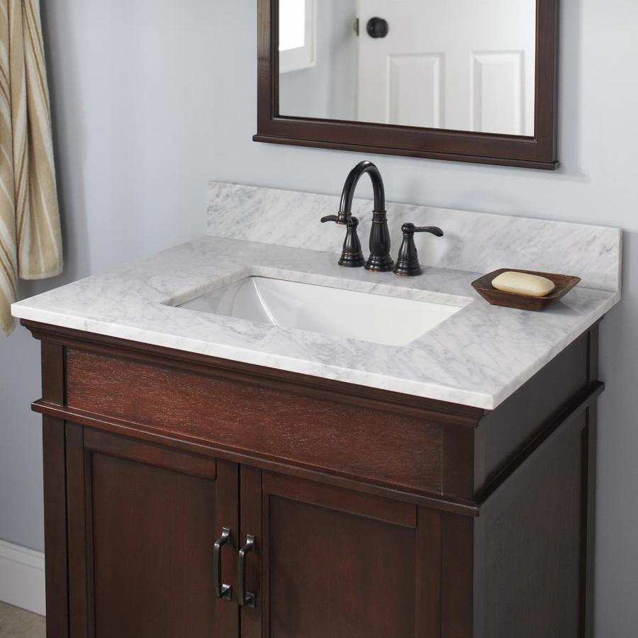 MarCraft Essential Collection 25-in Carrara Natural Marble Single Sink ...