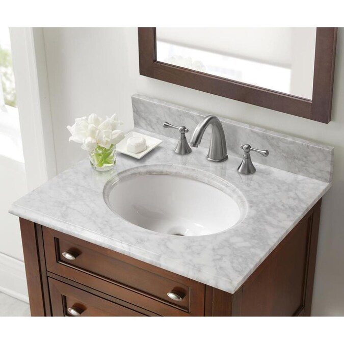 MarCraft Essential Collection 25-in Carrara Natural Marble Single Sink ...