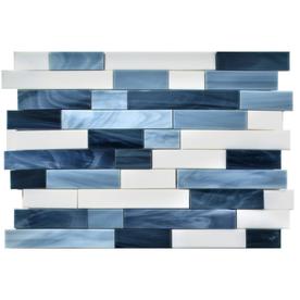 Oceanside Glass & Tile Oceancraft 10-in X 14-in Glass Linear Mosaic Tile (Common: 10-in X 14-in; Actual: 10.56-in X 14.68-in)