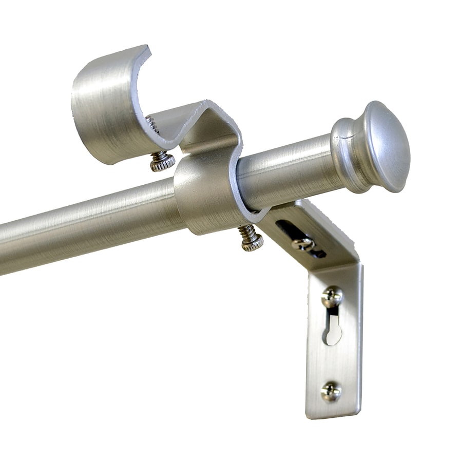 Style Selections 28-in to 84-in Brushed Nickel Steel Double Curtain Rod ...