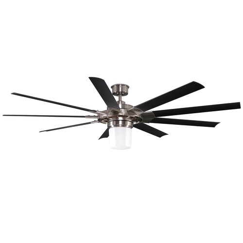 Slinger 72 In Brushed Nickel Downrod Mount Indoor Ceiling Fan With Light Kit And Remote 9 Blade Energy Star