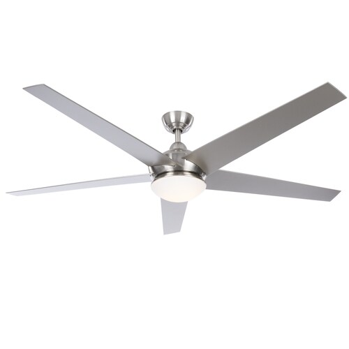 Fanimation Studio Collection Covert 64 In Brushed Nickel Led Indoor Outdoor Ceiling Fan With Light Kit And Remote 5 Blade At Lowes Com