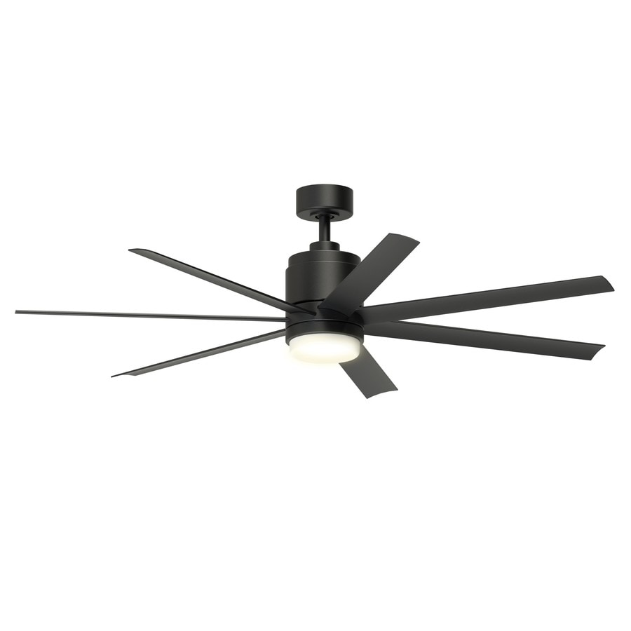 Blitz 56 In Matte Black Led Indoor Outdoor Ceiling Fan With Light Kit And Remote 7 Blade