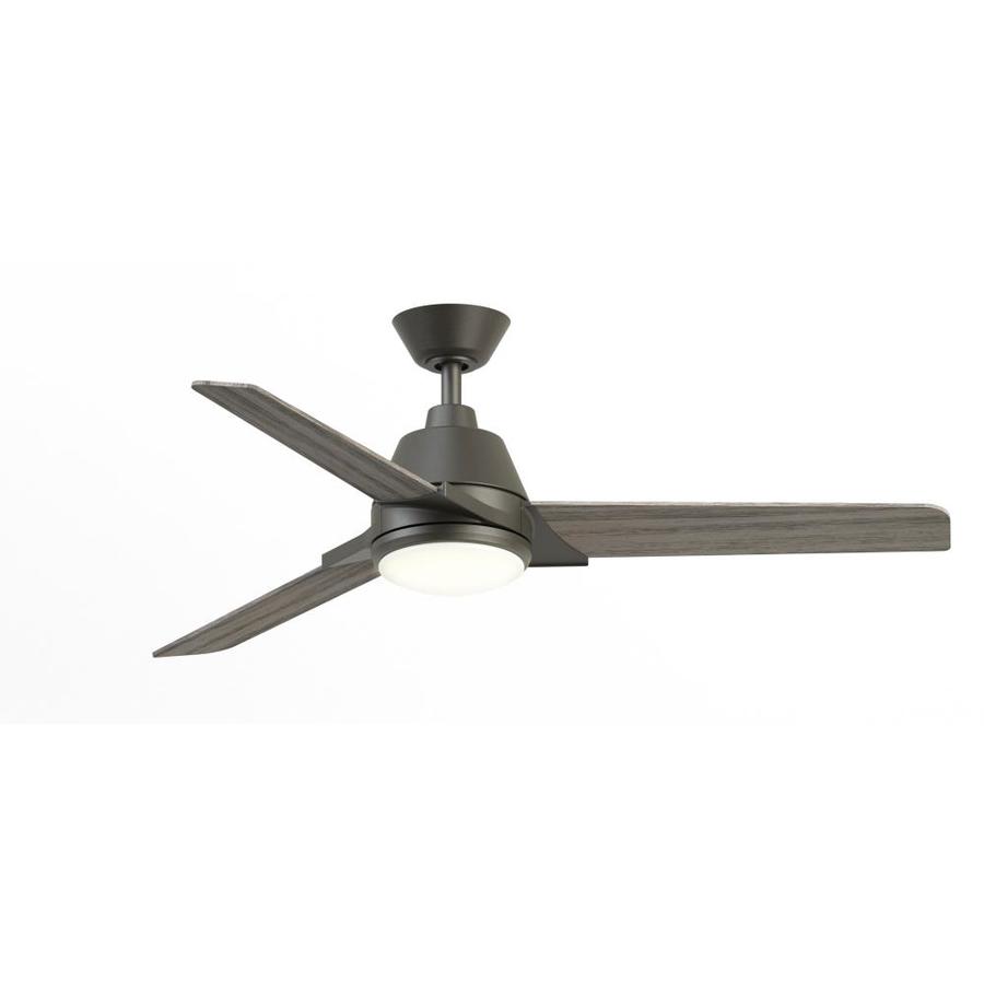Fanimation Studio Collection Pyramid 52-in Matte Gray LED Indoor/Outdoor Ceiling Fan with Light Kit and Remote