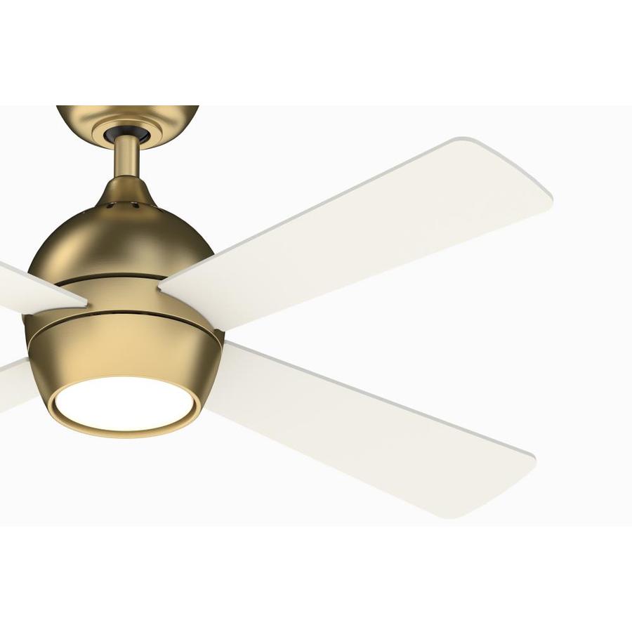 Fanimation Kwad 44-in Brushed Brass LED Indoor Smart Ceiling Fan with ...
