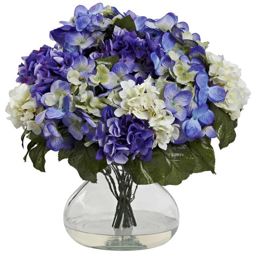 Nearly Natural 14.5-in Purple Artificial Silk Arrangement Flowers in ...