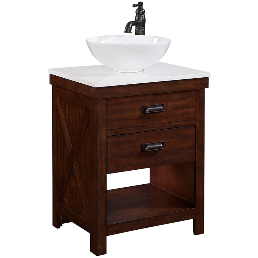 Style Selections Cromlee Bark Single Sink Vanity With White Engineered Stone Top Common