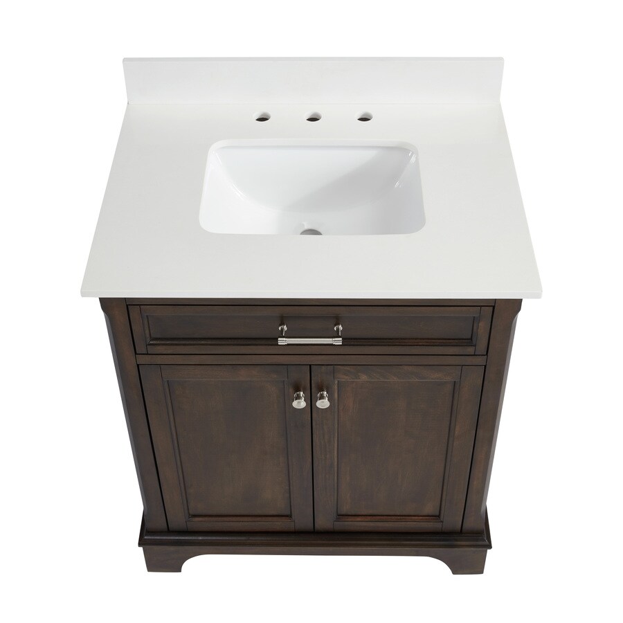 Allen + roth Roveland Mahogany Undermount Single Sink Bathroom Vanity with Engineered Stone Top