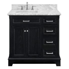 Allen Roth Roveland Black Oak Undermount Single Sink Bathroom