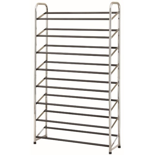 Style Selections 30 Pair Chrome Black Coated Metal Shoe Rack In The Shoe Storage Department At Lowes Com