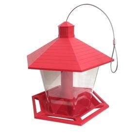 Garden Treasures Red/Clear Plastic Hopper Bird Feeder