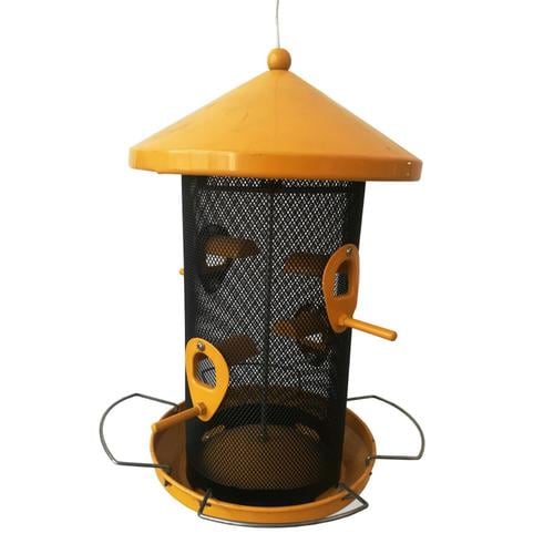 3 Colours Finch Bird Feeder Wild Hanging Seed Metal Container Yellow/Red/Green