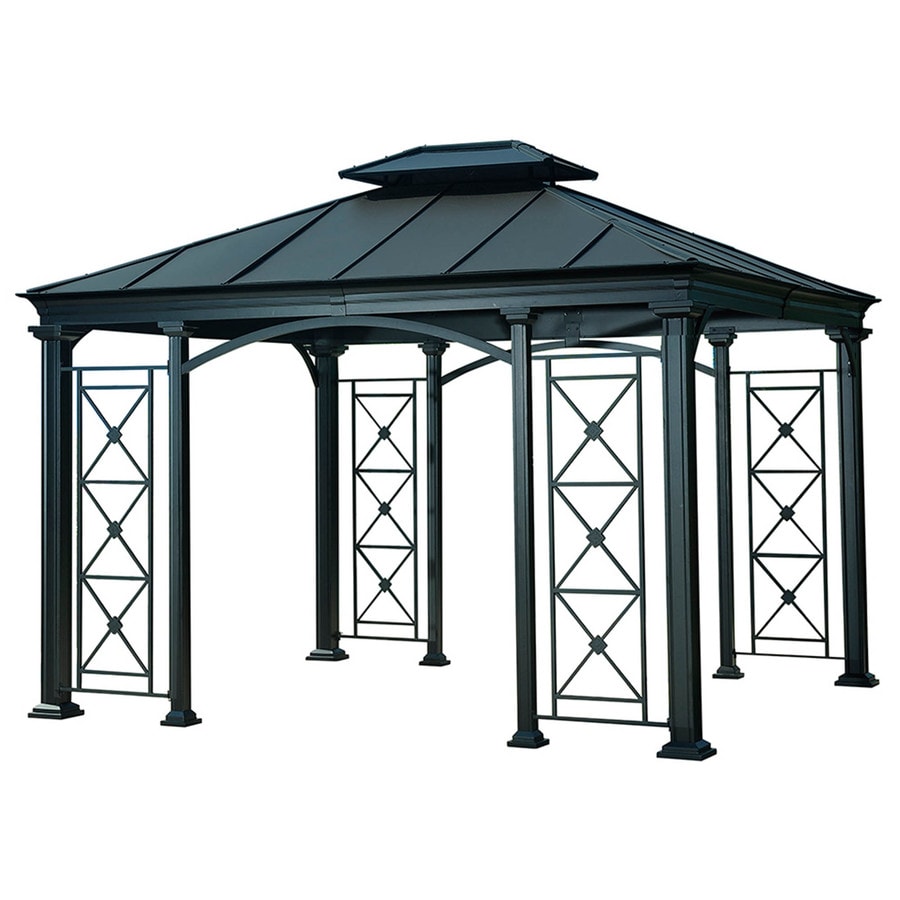 Sunjoy Black Steel Rectangle Permanent Gazebo (Exterior ...