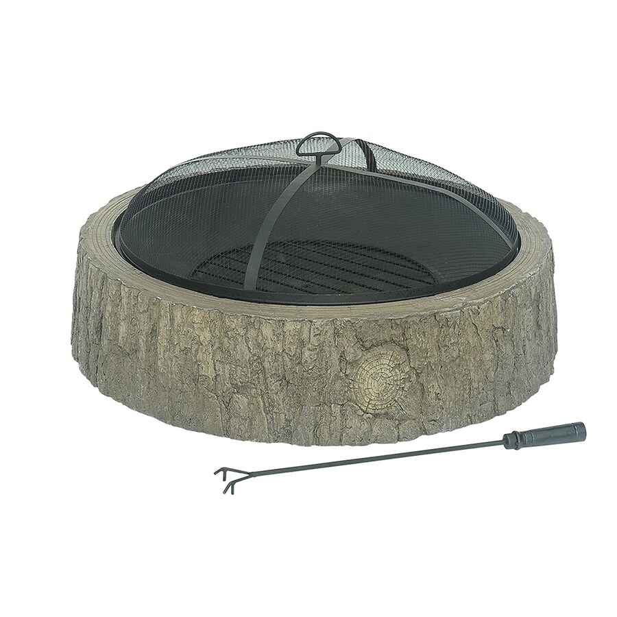 Sunjoy 34 In W Grey Wood Steel Wood Burning Fire Pit At Lowes Com