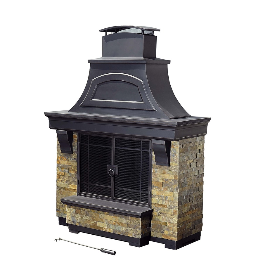 Sunjoy Black Steel Outdoor Wood-Burning Fireplace at Lowes.com