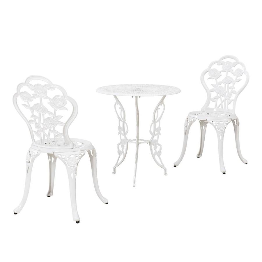 Sunjoy 3 Piece White Frame Bistro Patio Set With Bistro At Lowes Com