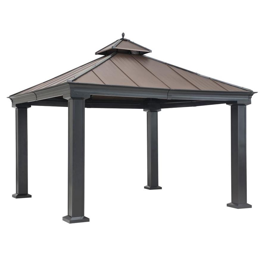 Sunjoy Copper Metal Square Gazebo (Exterior: 11.7-ft x 11.7-ft ...