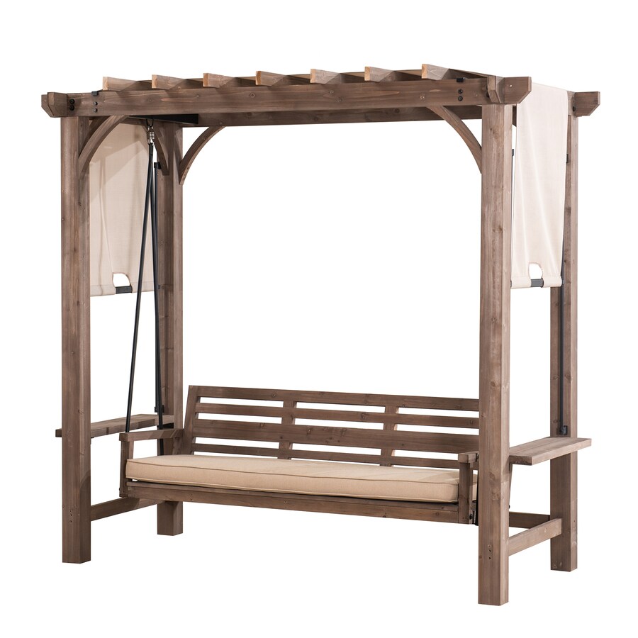 Sunjoy Sunjoy Julia 3Seat Brown Pergola Swing with Adjustable Canopy