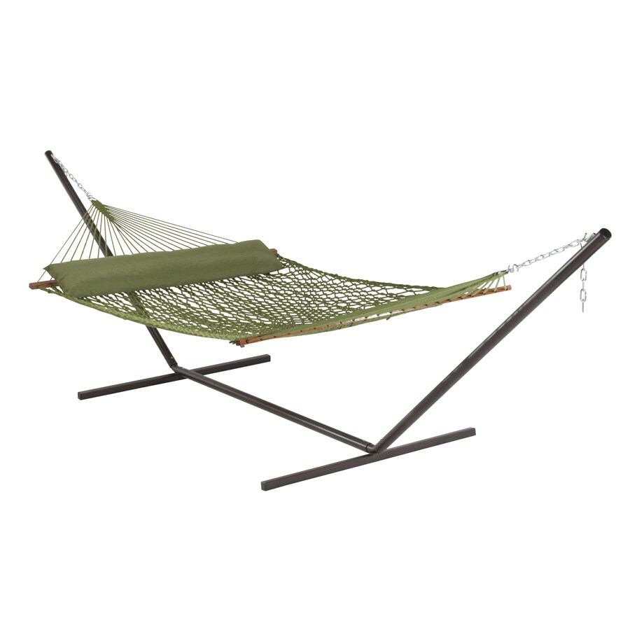 Garden Treasures 55"W Green Rope Hammock with Pillow at Lowes.com