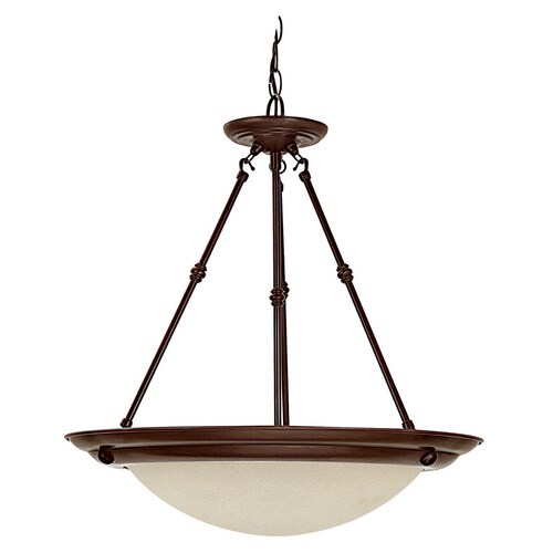 Century Burnished Bronze Pendant Light Traditional Textured Glass