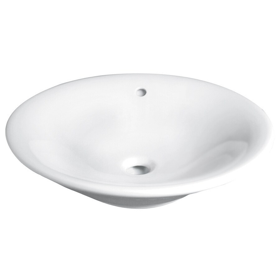 DECOLAV 1410-CWH Classically Redefined White Drop-In Round Bathroom Sink with Overflow