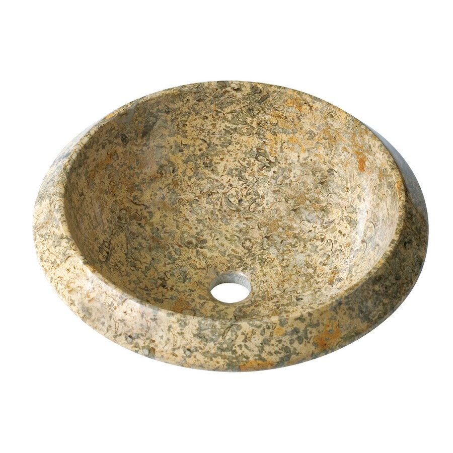 DECOLAV 1650-M-FOS A Perfect Chisel Fossil Marble Above Counter Round Bathroom Sink