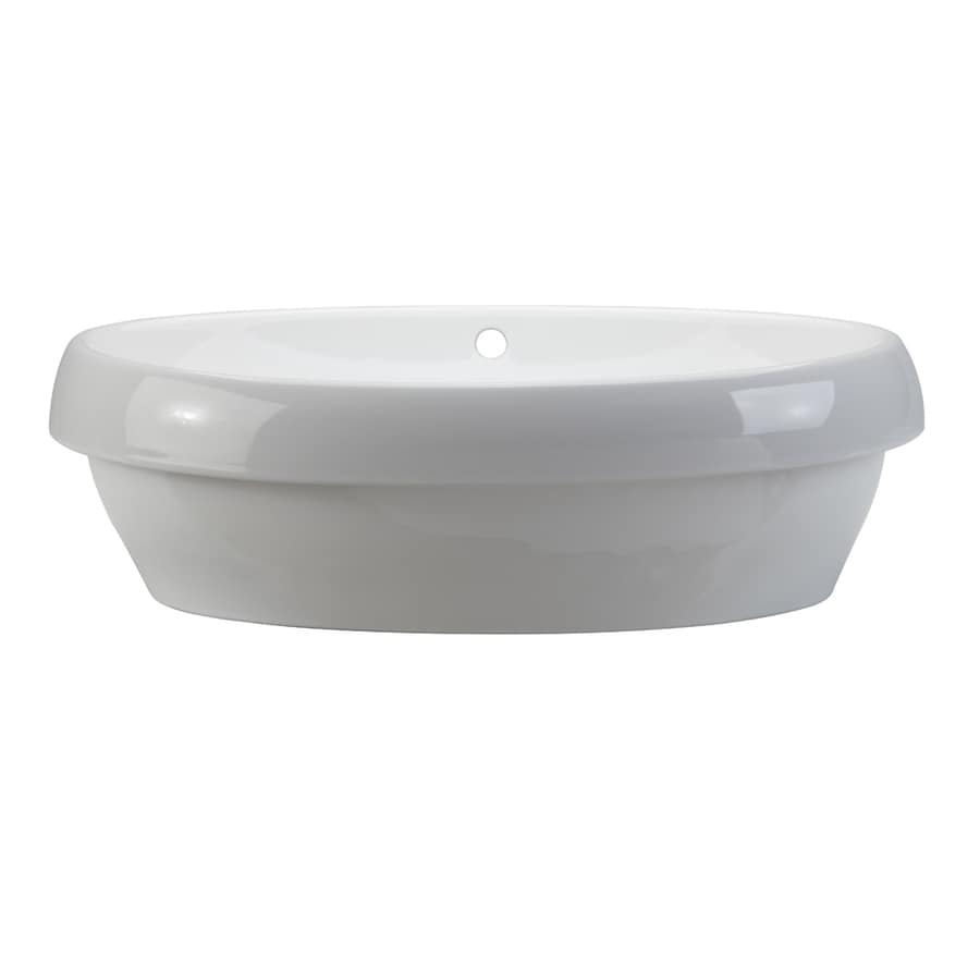 DECOLAV Classically Redefined White Oval Bathroom Sink with Overflow at