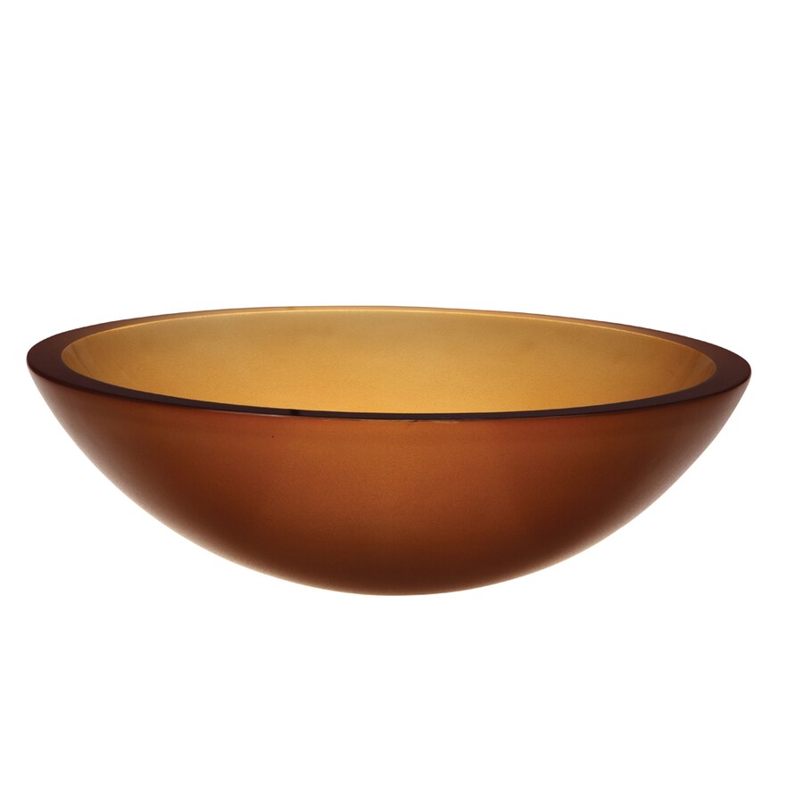 DECOLAV Translucence Frosted Amber Glass Vessel Round Bathroom Sink at ...