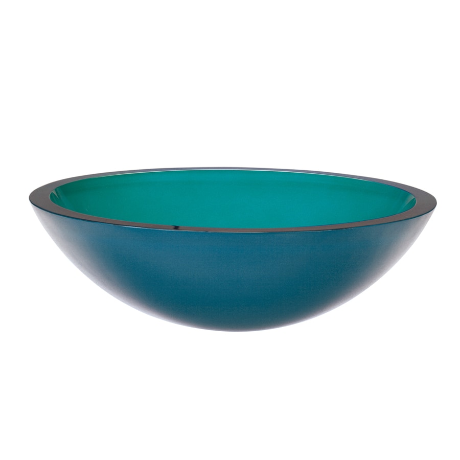 ... Translucence Painted Turquoise Glass Vessel Round Bathroom Sink