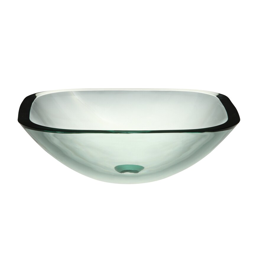 DECOLAV 1139T-TNG Translucence Transparent Natural Glass Vessel Square Bathroom Sink (16.5-in x 16.5-in)
