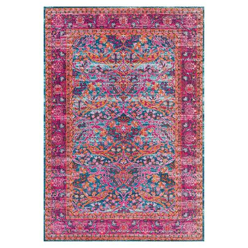 nuLOOM Floral Yoshie 5 x 7 Pink Indoor Distressed/Overdyed Area Rug in