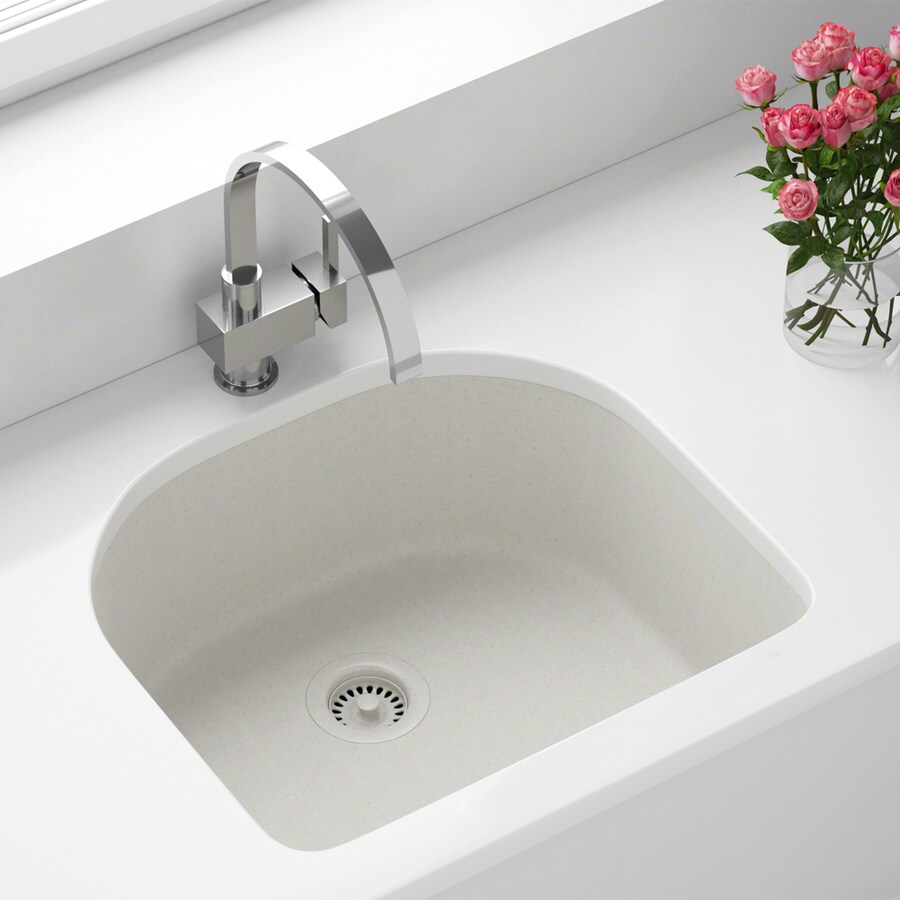 MR Direct Undermount 24.75in x 22in White Single Bowl Kitchen Sink in